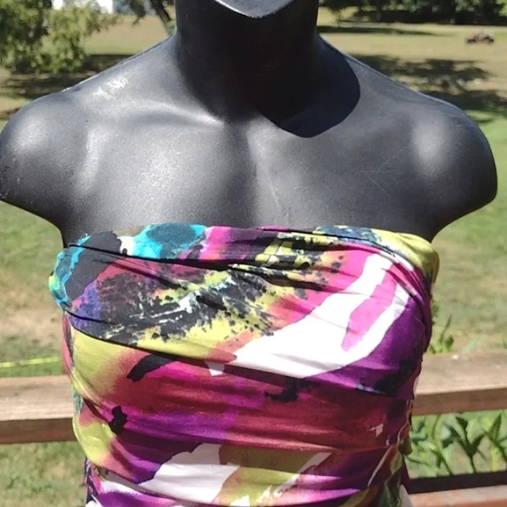 Speechless Jewel Tones Strapless Tiered Bodycon Dress Size Medium